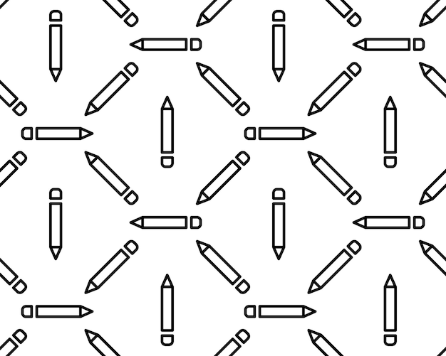 Vector seamless pen pattern satz von stiften, isolated on white background bleistift-silhouetten