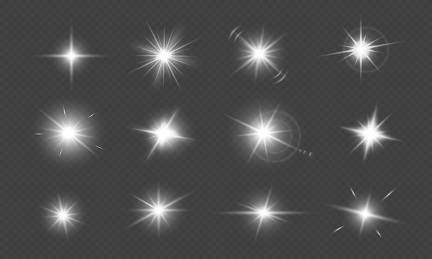 Vector shine stars Abstract glow light effect isolated on transparent background