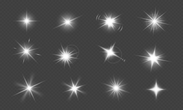 Vector shine stars Abstract glow light effect isolated on transparent background