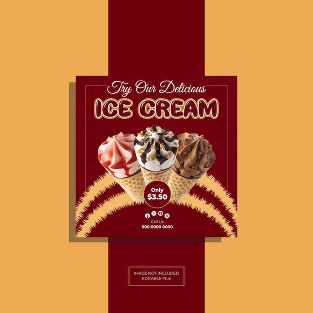 Vector spezielle leckere eiscreme social media banner post design vorlage