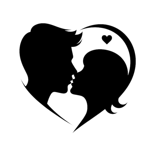 Vektor vector-valentine-liebesherz-paar-silhouette-logo