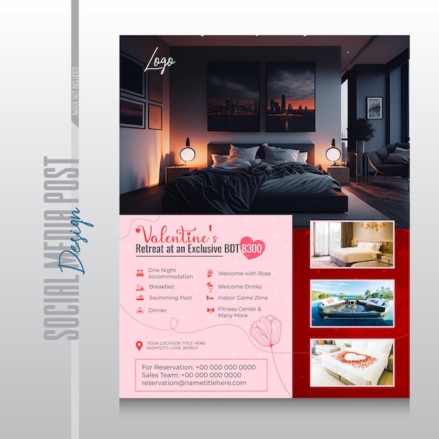 Vektor vector valentinstag hotel buchung banner design vorlage