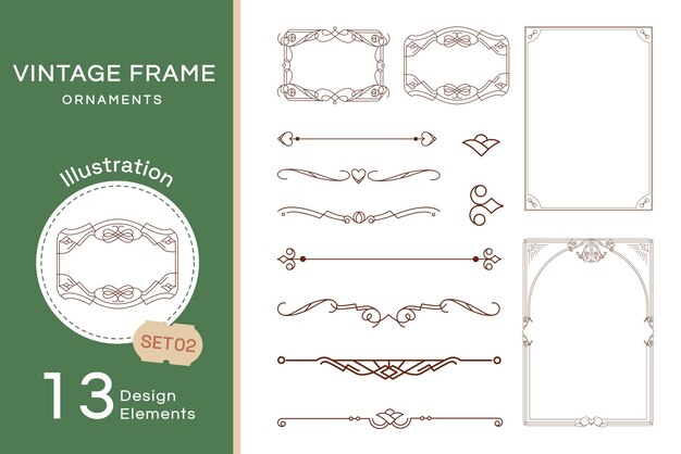 Vektor vector-vintage-rahmen-ornamenten set2