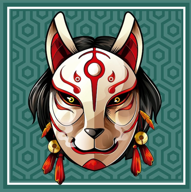 Vektor vectorial_japanese_traditional_mask_neko