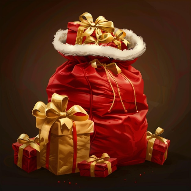 Vectorsantas_sack_vector_illustriert_weiß_hintergrund