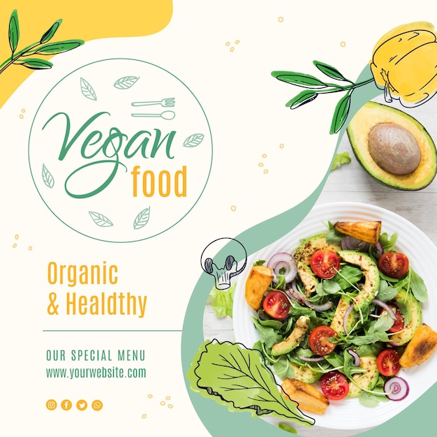 Vektor vegan food instagram post vorlage