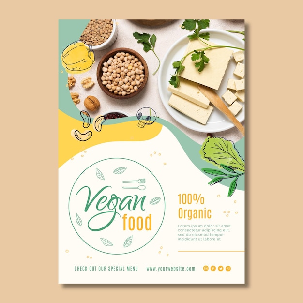 Vektor vegan food poster vorlage