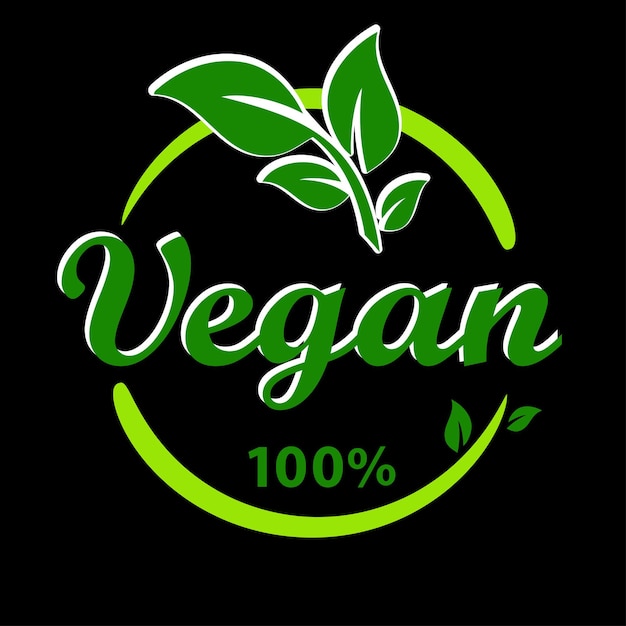 Vegan organic eco vektor-symbol ökologie bio flaches vektorzeichen grünes blatt schwarzer hintergrund vektor