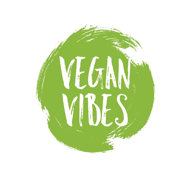 Vektor vegan vibes kreisförmiges grünes grunge-emblem-abzeichen