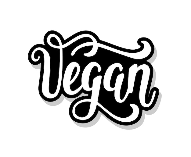 Veganer kalligraphietext lokalisiert auf weiß