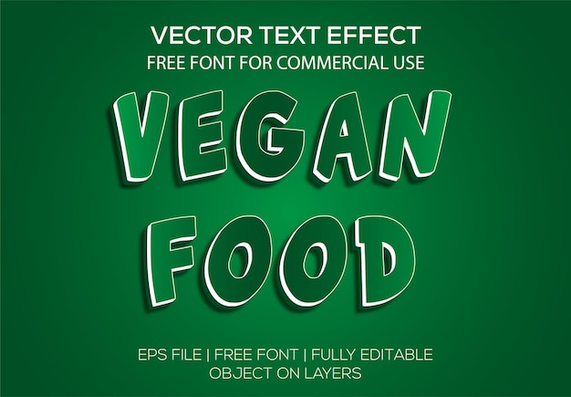 Veganes essen 3d-vektor editierbarer texteffektstil