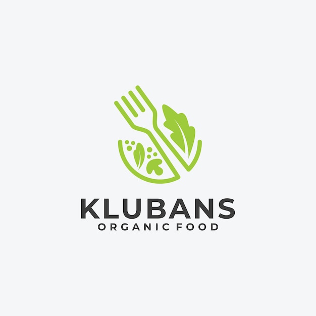 Veganes essen blatt natur konzept logo linear