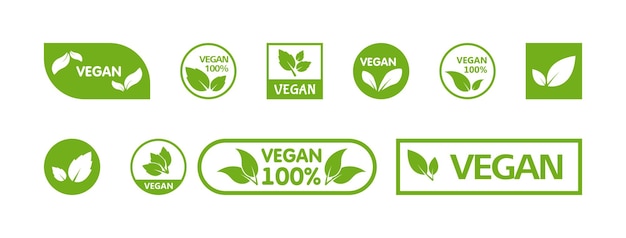 Veganes icon-set bio vegane vegetarische ökologie bio-logo-set vektor eps 10