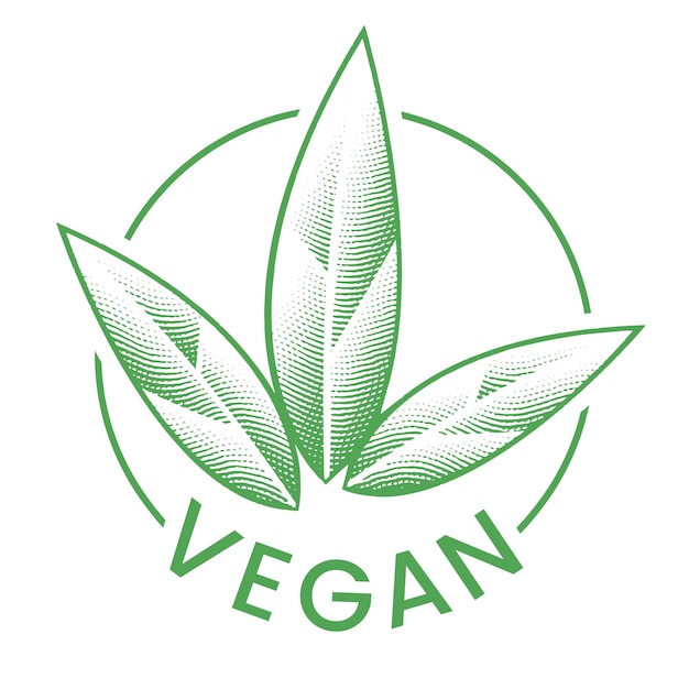 Veganes rundes symbol mit grünen blättern, symbol 3