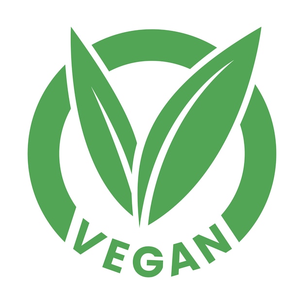 Vektor veganes rundes symbol mit grünen blättern, symbol 6