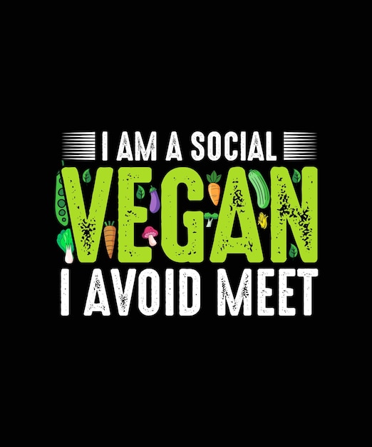 Veganes t-shirt-design ich bin ein sozialer veganer und vermeide treffen