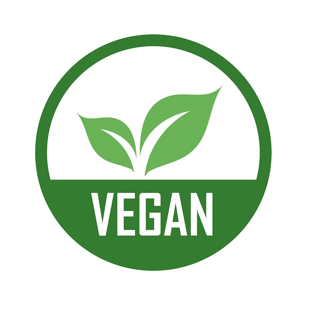 Veganisches Logo mit grünen Blättern für organische vegetarisch-freundliche Ernährung Universelles vegetarisches Symbol
