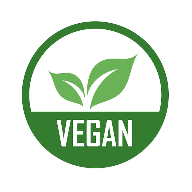 Vektor veganisches logo mit grünen blättern für organische vegetarisch-freundliche ernährung universelles vegetarisches symbol