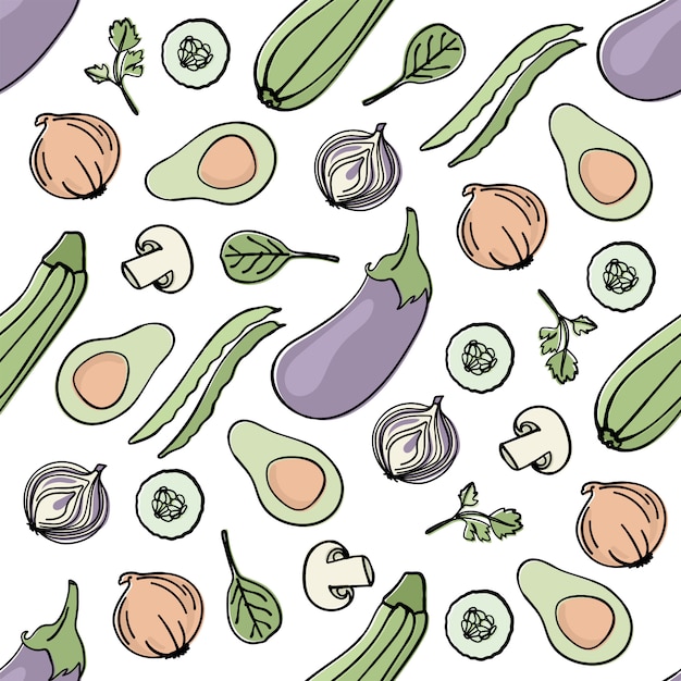 Vegetable mix paleo diet seamless pattern