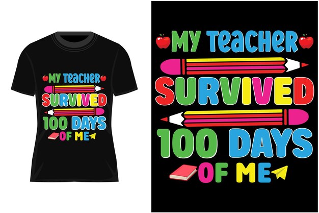 Vektor vektor 100. tage schult-shirt, hundert tage t-shirt-design, 100 tage liebevolle schule