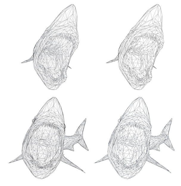 Vektor-3D-Hai aus einem dreieckigen Gitter