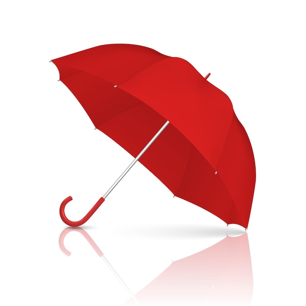 Vektor 3d realistisch render red blank umbrella icon closeup isoliert auf weißem hintergrund design-vorlage des geöffneten sonnenschirms für mockup branding advertise etc vorderansicht