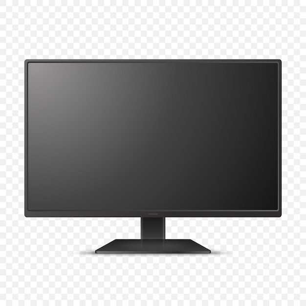 Vektor 3D realistischer moderner Fernsehbildschirm minimalistischer stilvoller Lcd-Panel Led-Fernsehrahmen Großer Computermonitor Anzeigedesign für Mockup Leere Fernsehvorlage Katalog Website Konzept Frontview