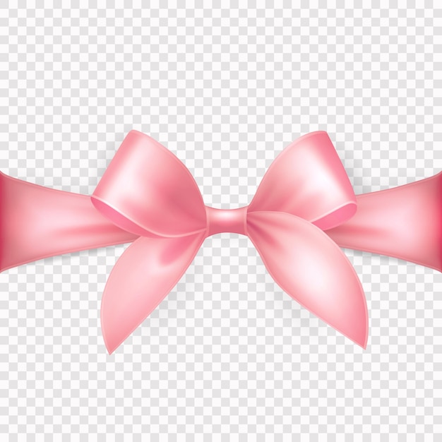 Vektor 3d realistisches rosa Geschenkband Bogen für Grußkarten Geschenk isoliert auf durchsichtigem Hintergrund Bogen Design Vorlage Konzept für Geburtstags-Weihnachtsgeschenke Geschenke Einladungskiste