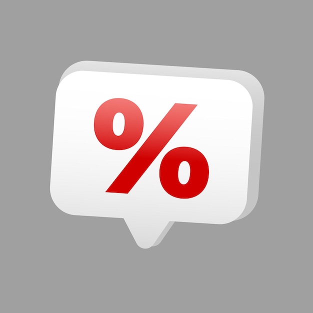 Vektor 3D-Symbol Prozentsatz-Symbol-Nachrichtenblase