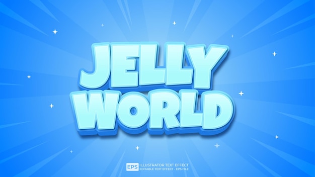Vektor 3D-Text Jelly World bearbeitbare Texteffekt-Schriftart