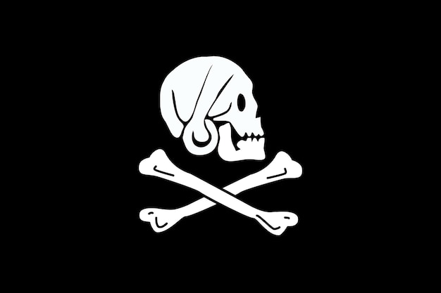 Vektor, Abbildung, Von, A, Piratenflagge, Mit, Knochen, Und, Schädel, Farbgrafik, Von, A, Piraten, Flag