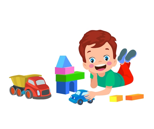 Vektor, Abbildung, Von, Kind, Spielender, Mit, Bausteine