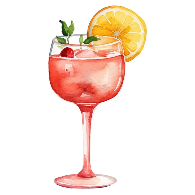 Vektor vektor-aquarell bemalter cocktail. handgezeichnete designelemente isoliert auf weißem hintergrund