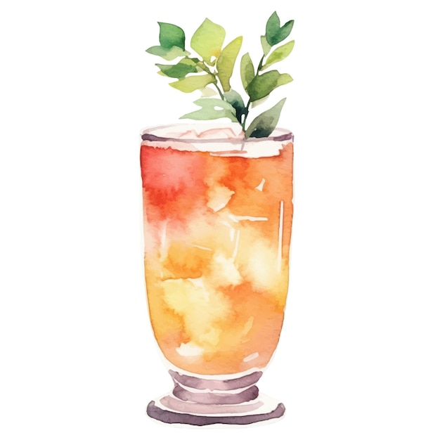 Vektor-aquarell bemalter cocktail. handgezeichnete designelemente isoliert auf weißem hintergrund