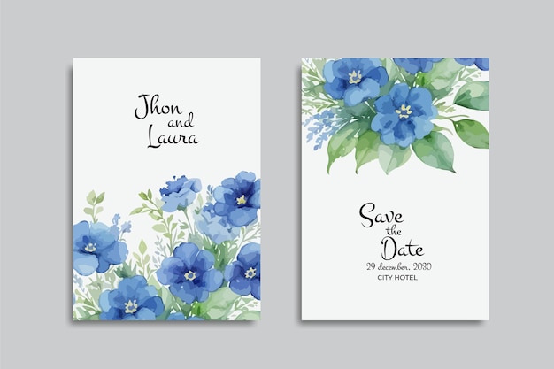 Vektor-Aquarell-Blumen-Hochzeitseinladungskarten-Design