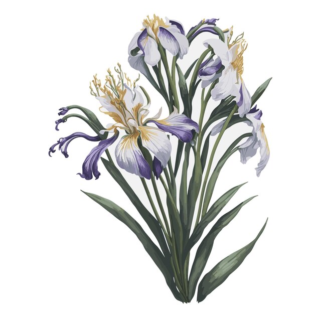 Vektor-aquarell bulbous iris clipart blumenstrauß