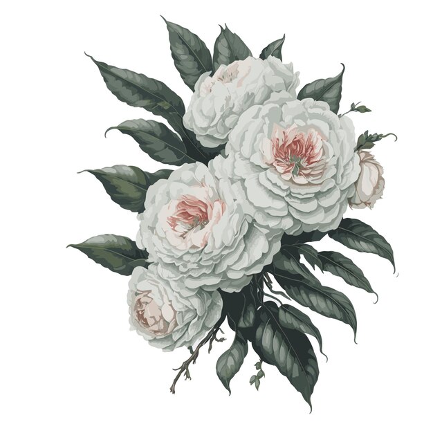 Vektor vektor aquarell camellia vernalis clipart blumenblüte editierbar