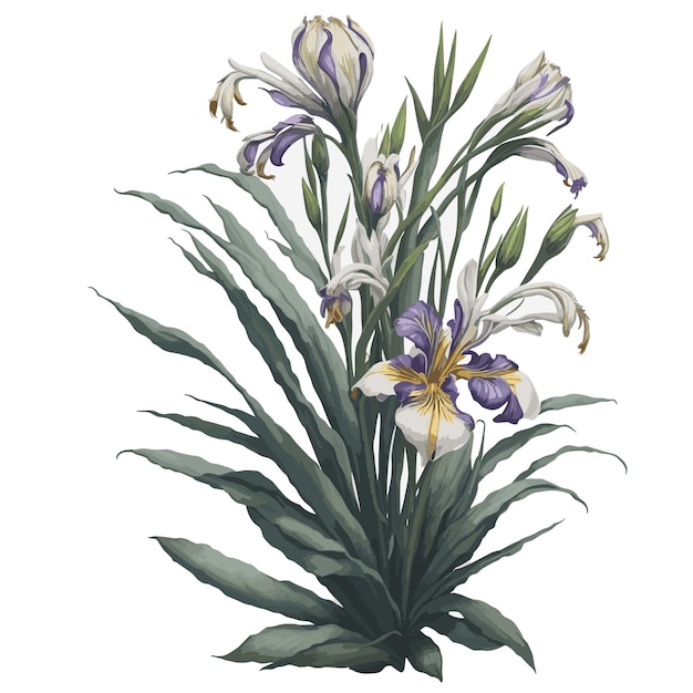 Vektor vektor-aquarell-louisiana-iris-clipart-blumenstrauß