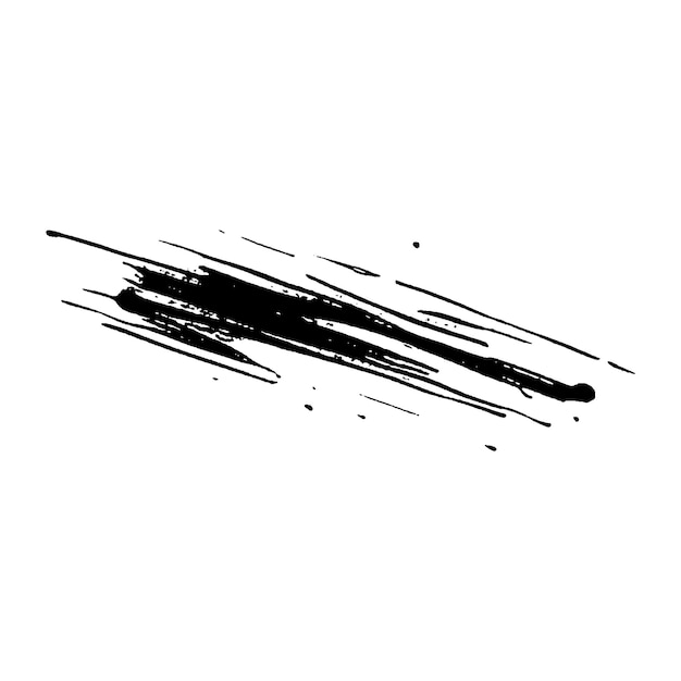 Vektor-Aquarell mit schwarzem Pinselstrich. Handgezeichnetes Designelement isoliert auf weißem Hintergrund