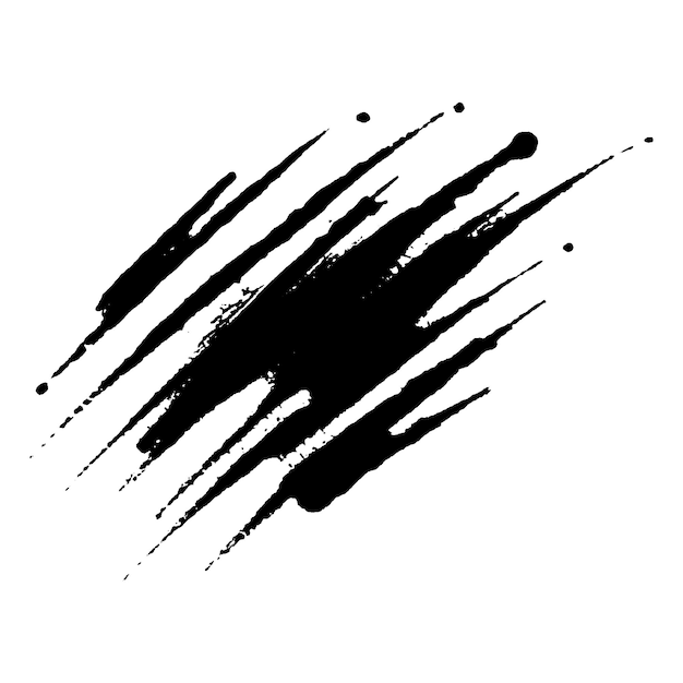 Vektor-Aquarell mit schwarzem Pinselstrich. Handgezeichnetes Designelement isoliert auf weißem Hintergrund