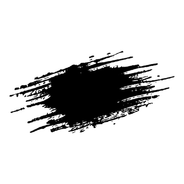 Vektor-Aquarell mit schwarzem Pinselstrich. Handgezeichnetes Designelement isoliert auf weißem Hintergrund