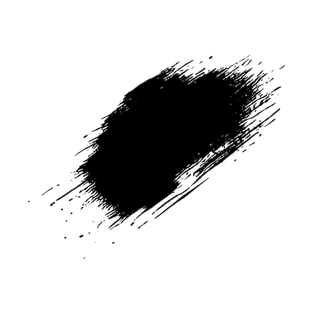 Vektor-Aquarell mit schwarzem Pinselstrich. Handgezeichnetes Designelement isoliert auf weißem Hintergrund