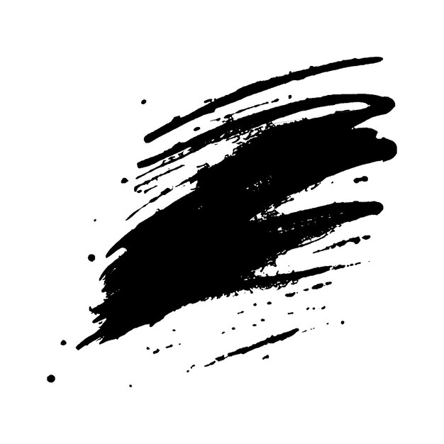Vektor-Aquarell mit schwarzem Pinselstrich. Handgezeichnetes Designelement isoliert auf weißem Hintergrund