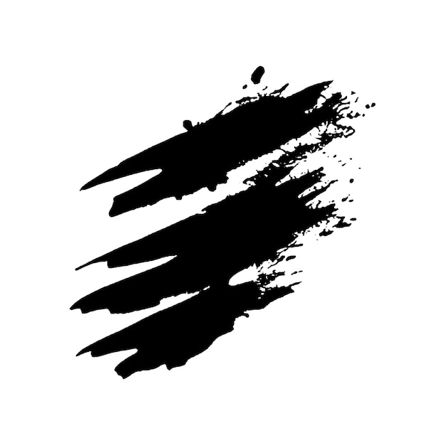 Vektor-Aquarell mit schwarzem Pinselstrich. Handgezeichnetes Designelement isoliert auf weißem Hintergrund