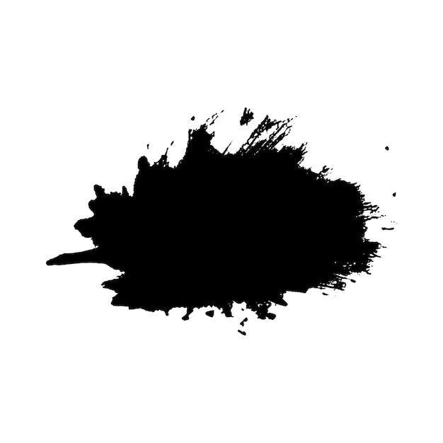 Vektor-Aquarell mit schwarzem Pinselstrich. Handgezeichnetes Designelement isoliert auf weißem Hintergrund