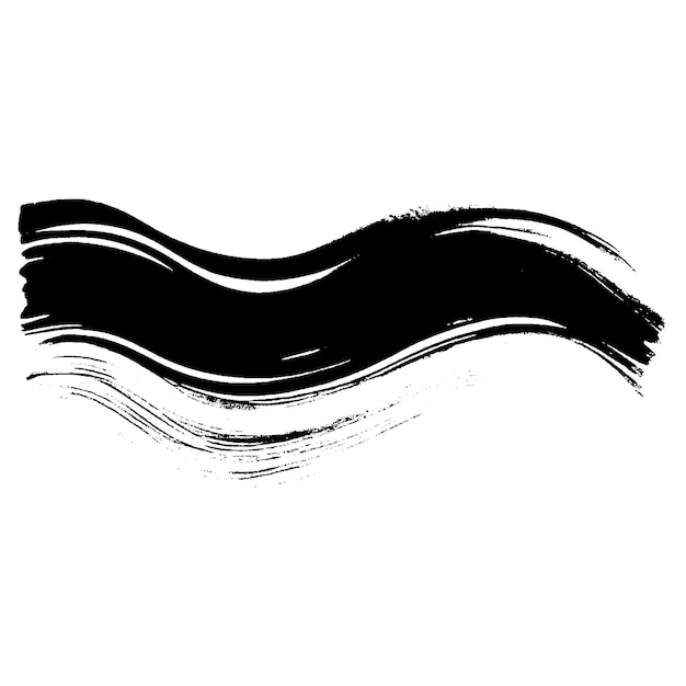 Vektor-Aquarell mit schwarzem Pinselstrich. Handgezeichnetes Designelement isoliert auf weißem Hintergrund