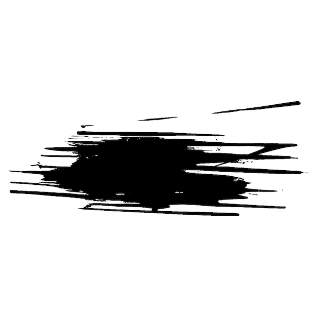 Vektor-Aquarell mit schwarzem Pinselstrich. Handgezeichnetes Designelement isoliert auf weißem Hintergrund