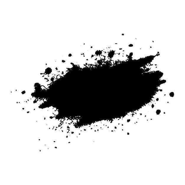 Vektor-Aquarell mit schwarzem Pinselstrich. Handgezeichnetes Designelement isoliert auf weißem Hintergrund