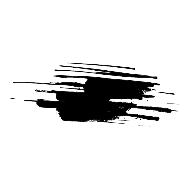 Vektor-Aquarell mit schwarzem Pinselstrich. Handgezeichnetes Designelement isoliert auf weißem Hintergrund