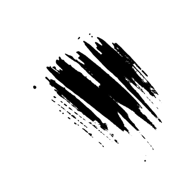 Vektor-Aquarell mit schwarzem Pinselstrich. Handgezeichnetes Designelement isoliert auf weißem Hintergrund